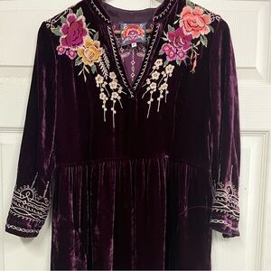 Johnny Was embroidered velvet dress